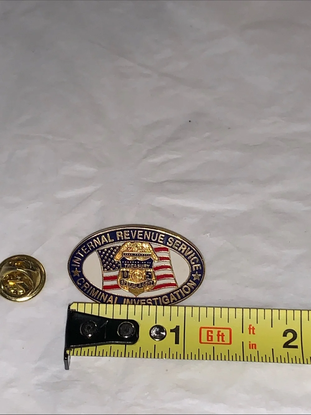 Internal Revenue Service Criminal Investigation Gold & Blue Oval Badge Pin
